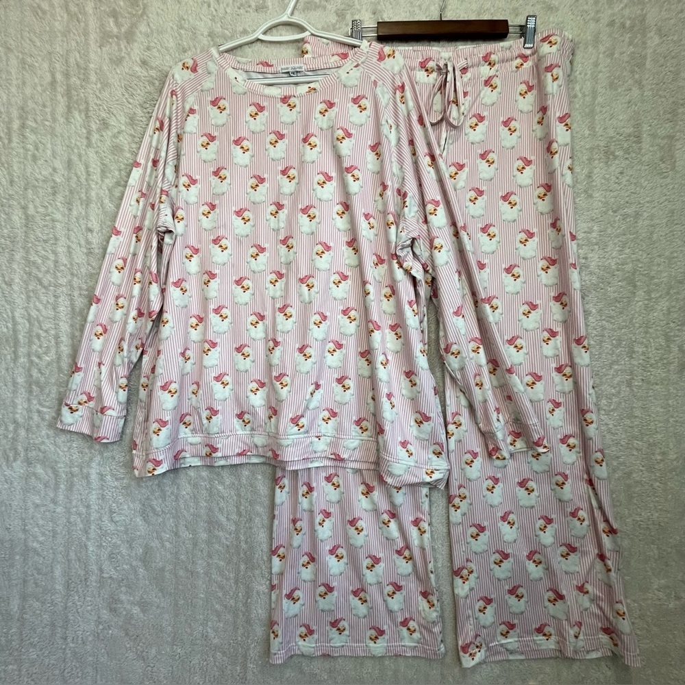 Mary Square Women's Christmas Santa Pajamas Set Nostalgia Sz 2X XXL Stretchy